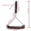 12 Inch BBQ Wire Grill Brush Triangular Stainless Steel Practical Cleaning Tool New - Black
