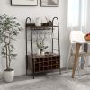 Baker's Rack with Detachable Wine Rack and 5 Rows of Stemware Holder - as show
