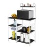 Functional Kitchen Baker's Rack Utility Microwave Oven Stand Storage Cart Workstation Shelf, Black - Black