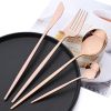 Commercial & Household 24Pcs Dinnerware Set Stainless Steel Flatware Tableware - Rose Gold - Flatware Set
