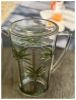 2.75 Quarts Water Pitcher with Lid, Palm Tree Design Unbreakable Plastic Pitcher, Drink Pitcher, Juice Pitcher with Spout BPA Free - as Pic