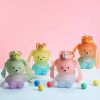 1pc Bear Cute Water Cup; Summer Plastic Cup; Portable Straw Cup; Large-capacity Water Bottle With Strap - Purple - 800ml