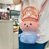 1pc Bear Cute Water Cup; Summer Plastic Cup; Portable Straw Cup; Large-capacity Water Bottle With Strap - Orange - 800ml