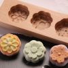 Wooden Moon Cake Mold DIY Rice Cake Baking Mold Wagashi Snow Skin Mooncake Mold Chrysanthemum Sakura 40g - Default