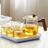 1pc High Borosilicate Heat-resistant Glass Teapot With Walnut Handle; 530ml/17.9oz; Removable Glass Filter; Transparent Tea Kettle - 17.9oz