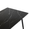 Disassemble rectangular table with arc MDF Black tabletop splicing PVC marble surface 140*76*76cm N101 - as picture