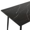 Disassemble rectangular table with arc MDF Black PVC marble surface 122*76*76cm N101 - as picture