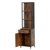 Salon Station for Hair Stylist;  Barber Equipment with Drawer;  Cabinet and Shelves;  Vintage Brown - Vintage Brown