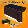 4pcs Solar Wall Light Garden Outdoor; Waterproof Stair Lights With Light Control; For Garden Yard Porch Wedding Party Decor - Brown Shell [warm Light]