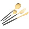 Commercial & Household 24Pcs Dinnerware Set Stainless Steel Flatware Tableware - Black & Gold - Flatware Set