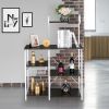 Functional Kitchen Baker's Rack Utility Microwave Oven Stand Storage Cart Workstation Shelf, Black - Black
