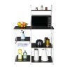 Functional Kitchen Baker's Rack Utility Microwave Oven Stand Storage Cart Workstation Shelf, Black - Black