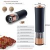 1PCS Electric Grinder Built In Light Adjustable Grind Size Stainless Steel Mill For Salt Pepper Spices Kitchen Tools - rose white gold