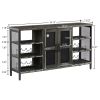Industrial Wine Bar Cabinet with Liquor Storage, Sideboard featuring Wine Racks & Stemware Holder (55.12''w x 13.78''d x 30.31''h) - Dark Gray