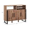 Home Wine Bar Cabinet with 3 Doors and Adjustable Shelves - Brown