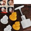 2 Stamps Moon Cake Mold Bean Paste Cake Mold Plastic DIY Baking Mold Cucurbit 65g - Default