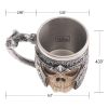 1pc Skull Knight Mug; Stainless Steel Viking Skull Mug; Creative Skeleton Beer Mug; Metal Skull Coffee Mug; Funny Gift; Home Kitchen Supplies - 400ml