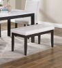 Classic Stylish 5pc Dining Set Kitchen Dinette Faux Marble Top Table Bench and 3x Chairs White Faux Leather Cushions Seats Dining Room - as Pic