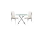 3 Pieces 36" Inch Contemporary Elegance Squared Dining Set In Soft White - as Pic