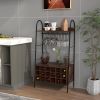 Baker's Rack with Detachable Wine Rack and 5 Rows of Stemware Holder - as show