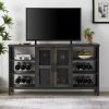 Industrial Wine Bar Cabinet with Liquor Storage, Sideboard featuring Wine Racks & Stemware Holder (55.12''w x 13.78''d x 30.31''h) - Dark Gray