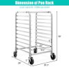 10 Sheets Aluminum Rolling Bakery Pan Rack - Silver