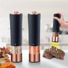 1PCS Electric Grinder Built In Light Adjustable Grind Size Stainless Steel Mill For Salt Pepper Spices Kitchen Tools - rose white gold