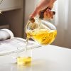 1pc High Borosilicate Heat-resistant Glass Teapot With Walnut Handle; 530ml/17.9oz; Removable Glass Filter; Transparent Tea Kettle - 17.9oz