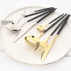 Commercial & Household 24Pcs Dinnerware Set Stainless Steel Flatware Tableware - Black & Silver - Flatware Set