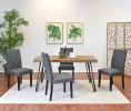 Amisos 6-Piece Dining Set, Hairpin Dining Table with 4 Chairs and Upholstery Bench, 3 Color Options - as Pic