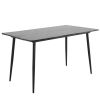 Disassemble rectangular table with arc MDF Black tabletop splicing PVC marble surface 140*76*76cm N101 - as picture