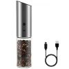 Electric Pepper Grinder 3W Handheld Automatic Pepper Mill USB Charging Pepper and Salt Grinder Electric Spice Grinder with - CN - silver
