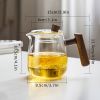 1pc High Borosilicate Heat-resistant Glass Teapot With Walnut Handle; 530ml/17.9oz; Removable Glass Filter; Transparent Tea Kettle - 17.9oz
